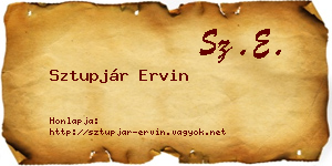 Sztupjár Ervin névjegykártya
